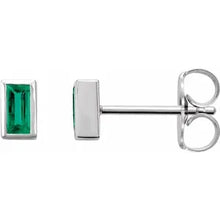 Load image into Gallery viewer, 14K White Gold Emerald Bezel-Set Earrings
