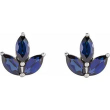 Load image into Gallery viewer, 14k White Gold Natural Blue Sapphire, Ruby OR Emerald Cluster Earrings
