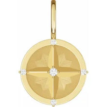 Load image into Gallery viewer, 14k Gold .03cttw Natural Diamond Compass Charm/Pendant In Multiple Colors
