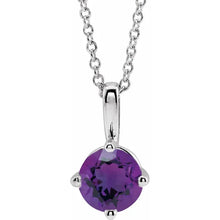 Load image into Gallery viewer, Jan-Dec 14k White Gold 4mm Natural Birthstone Solitaire 16-18&quot; Necklaces
