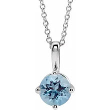 Load image into Gallery viewer, Jan-Dec 14k White Gold 4mm Natural Birthstone Solitaire 16-18&quot; Necklaces
