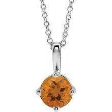 Load image into Gallery viewer, Jan-Dec 14k White Gold 4mm Natural Birthstone Solitaire 16-18&quot; Necklaces
