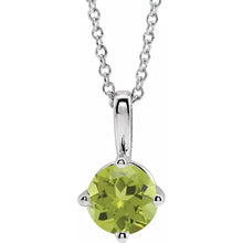 Load image into Gallery viewer, Jan-Dec 14k White Gold 4mm Natural Birthstone Solitaire 16-18&quot; Necklaces
