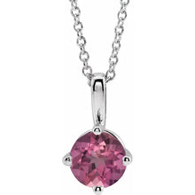 Load image into Gallery viewer, Jan-Dec 14k White Gold 4mm Natural Birthstone Solitaire 16-18&quot; Necklaces
