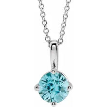 Load image into Gallery viewer, Jan-Dec 14k White Gold 4mm Natural Birthstone Solitaire 16-18&quot; Necklaces
