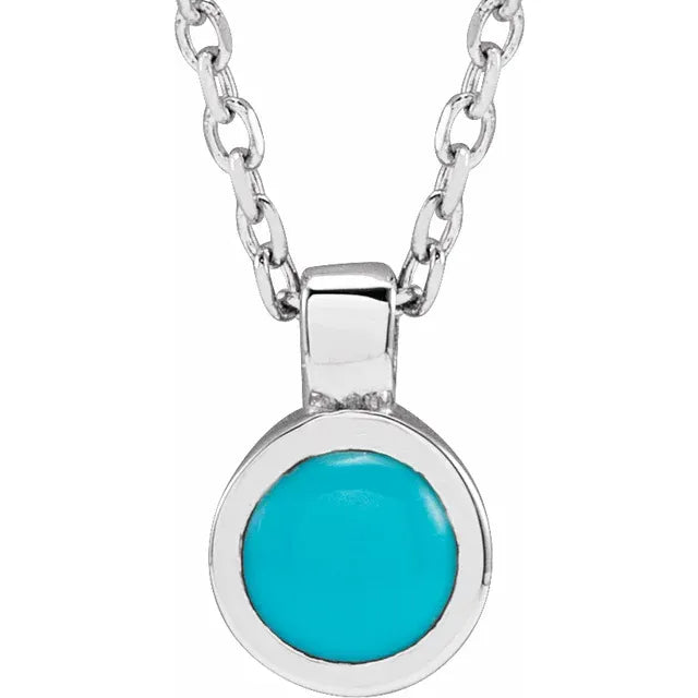 Sterling Silver Natural Turquoise Bezel-Set 16-18