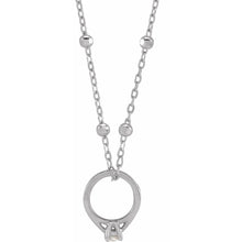 Load image into Gallery viewer, 14K White Gold .03cttw Natural Diamond Tiny Solitaire Ring 18&quot; Necklace
