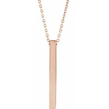 Load image into Gallery viewer, 14k Gold 25x2.6mm Four-Sided Vertical Bar 16-18&quot; Necklace In Multiple Colors
