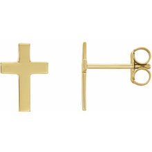 Load image into Gallery viewer, 14K Yellow Gold 10x6mm Cross Earrings
