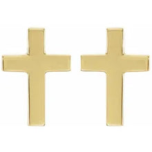 Load image into Gallery viewer, 14K Yellow Gold 10x6mm Cross Earrings
