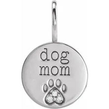 Load image into Gallery viewer, 14k Gold .01cttw Natural Diamond Engraved Dog Mom Paw Print Charm/Pendant In Multiple Colors
