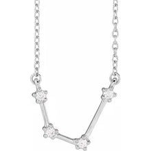 Load image into Gallery viewer, 14K White Gold 1/10cttw Natural Diamond AQUARIUS 16-18&quot; Necklace
