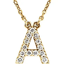 Load image into Gallery viewer, 14k Gold A-Z Upper Case Initial Natural Diamond 16&quot; Necklace In Multiple Colors
