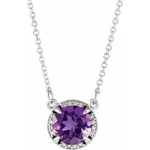 Load image into Gallery viewer, 14K White Gold 6mm Natural Amethyst &amp; .04 CTW Natural Diamond 16&quot; Necklace
