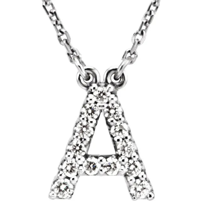 14k Gold A-Z Upper Case Initial Natural Diamond 16