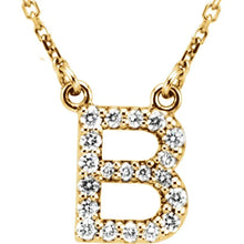 Load image into Gallery viewer, 14k Gold A-Z Upper Case Initial Natural Diamond 16&quot; Necklace In Multiple Colors
