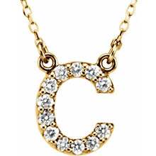 Load image into Gallery viewer, 14k Gold A-Z Upper Case Initial Natural Diamond 16&quot; Necklace In Multiple Colors
