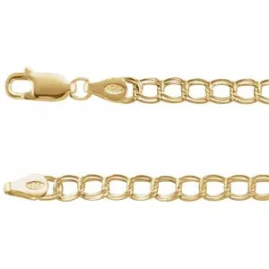 14K Yellow Gold 4mm Curb Charm Bracelet