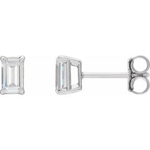 Load image into Gallery viewer, 14K White Gold 3/4cttw Lab-Grown Emerald Cut Diamond Earrings
