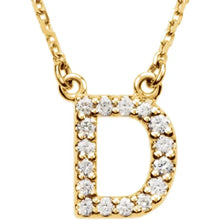 Load image into Gallery viewer, 14k Gold A-Z Upper Case Initial Natural Diamond 16&quot; Necklace In Multiple Colors
