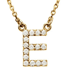 Load image into Gallery viewer, 14k Gold A-Z Upper Case Initial Natural Diamond 16&quot; Necklace In Multiple Colors
