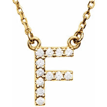 Load image into Gallery viewer, 14k Gold A-Z Upper Case Initial Natural Diamond 16&quot; Necklace In Multiple Colors
