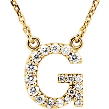 Load image into Gallery viewer, 14k Gold A-Z Upper Case Initial Natural Diamond 16&quot; Necklace In Multiple Colors
