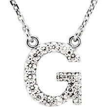 Load image into Gallery viewer, 14k Gold A-Z Upper Case Initial Natural Diamond 16&quot; Necklace In Multiple Colors
