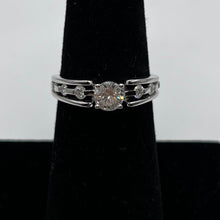 Load image into Gallery viewer, 14k 0.35ct Round Natural Diamond 0.20ct Diamond Side Stone Engagement Ring, Size 6
