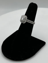 Load image into Gallery viewer, 14k 1cttw Emerald Cut Natural Diamond Double Halo, Blue Sapphire Vera Wang Engagement Ring
