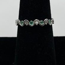 Load image into Gallery viewer, 10k 0.15cttw Emerald and Diamond Stackable Ring, Size 7
