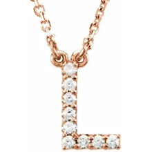 Load image into Gallery viewer, 14k Gold A-Z Upper Case Initial Natural Diamond 16&quot; Necklace In Multiple Colors
