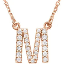 Load image into Gallery viewer, 14k Gold A-Z Upper Case Initial Natural Diamond 16&quot; Necklace In Multiple Colors
