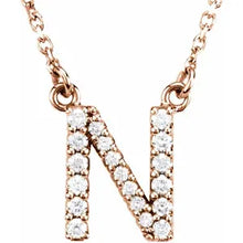 Load image into Gallery viewer, 14k Gold A-Z Upper Case Initial Natural Diamond 16&quot; Necklace In Multiple Colors
