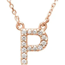 Load image into Gallery viewer, 14k Gold A-Z Upper Case Initial Natural Diamond 16&quot; Necklace In Multiple Colors
