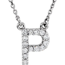 Load image into Gallery viewer, 14k Gold A-Z Upper Case Initial Natural Diamond 16&quot; Necklace In Multiple Colors
