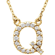 Load image into Gallery viewer, 14k Gold A-Z Upper Case Initial Natural Diamond 16&quot; Necklace In Multiple Colors
