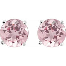 Load image into Gallery viewer, 14K White Gold 5mm Natural Pink Morganite Stud Earrings
