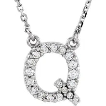 Load image into Gallery viewer, 14k Gold A-Z Upper Case Initial Natural Diamond 16&quot; Necklace In Multiple Colors
