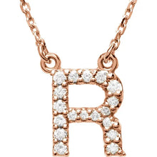 Load image into Gallery viewer, 14k Gold A-Z Upper Case Initial Natural Diamond 16&quot; Necklace In Multiple Colors
