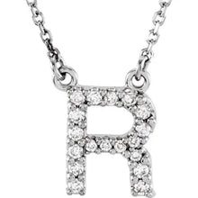 Load image into Gallery viewer, 14k Gold A-Z Upper Case Initial Natural Diamond 16&quot; Necklace In Multiple Colors
