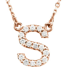 Load image into Gallery viewer, 14k Gold A-Z Upper Case Initial Natural Diamond 16&quot; Necklace In Multiple Colors
