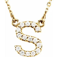 Load image into Gallery viewer, 14k Gold A-Z Upper Case Initial Natural Diamond 16&quot; Necklace In Multiple Colors
