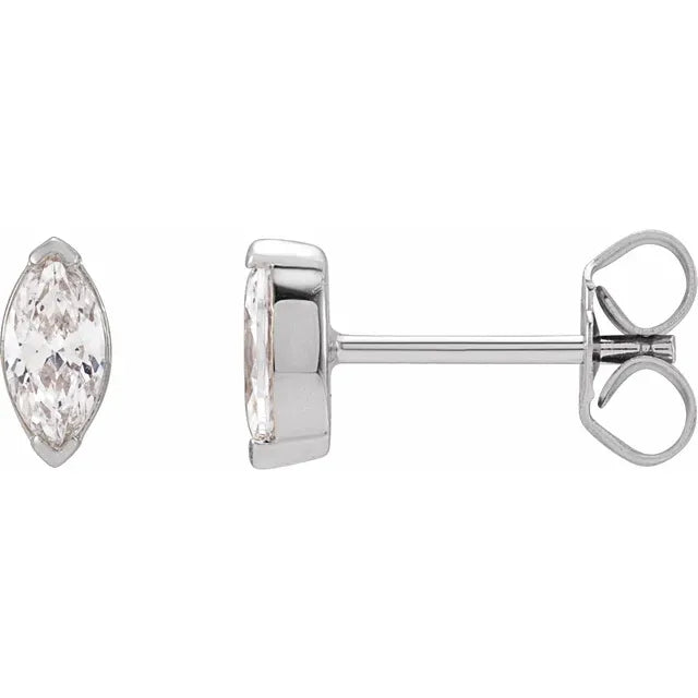 14K White Gold 1/3cttw Lab-Grown Diamond Marquise Shape Stud Earrings