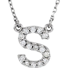 Load image into Gallery viewer, 14k Gold A-Z Upper Case Initial Natural Diamond 16&quot; Necklace In Multiple Colors
