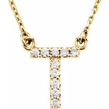 Load image into Gallery viewer, 14k Gold A-Z Upper Case Initial Natural Diamond 16&quot; Necklace In Multiple Colors
