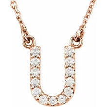 Load image into Gallery viewer, 14k Gold A-Z Upper Case Initial Natural Diamond 16&quot; Necklace In Multiple Colors
