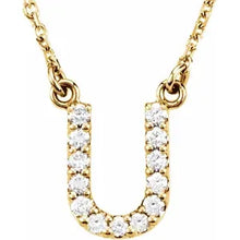 Load image into Gallery viewer, 14k Gold A-Z Upper Case Initial Natural Diamond 16&quot; Necklace In Multiple Colors
