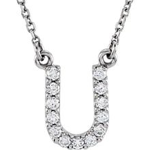 Load image into Gallery viewer, 14k Gold A-Z Upper Case Initial Natural Diamond 16&quot; Necklace In Multiple Colors
