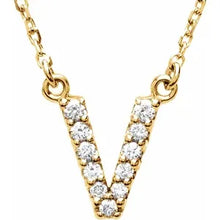 Load image into Gallery viewer, 14k Gold A-Z Upper Case Initial Natural Diamond 16&quot; Necklace In Multiple Colors
